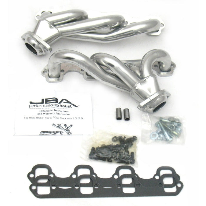 Collecteur d'échappement JBA 87-95 Ford F-150 5,0 L SBF 1-1/2 po primaire Silver Ctd Cat4Ward