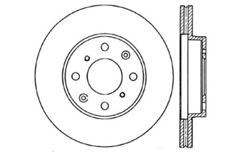 Rotor avant droit fendu et percé StopTech pour Honda Civic DX/HX Coupé 96-00/Civic DX/LX Berline 90-00