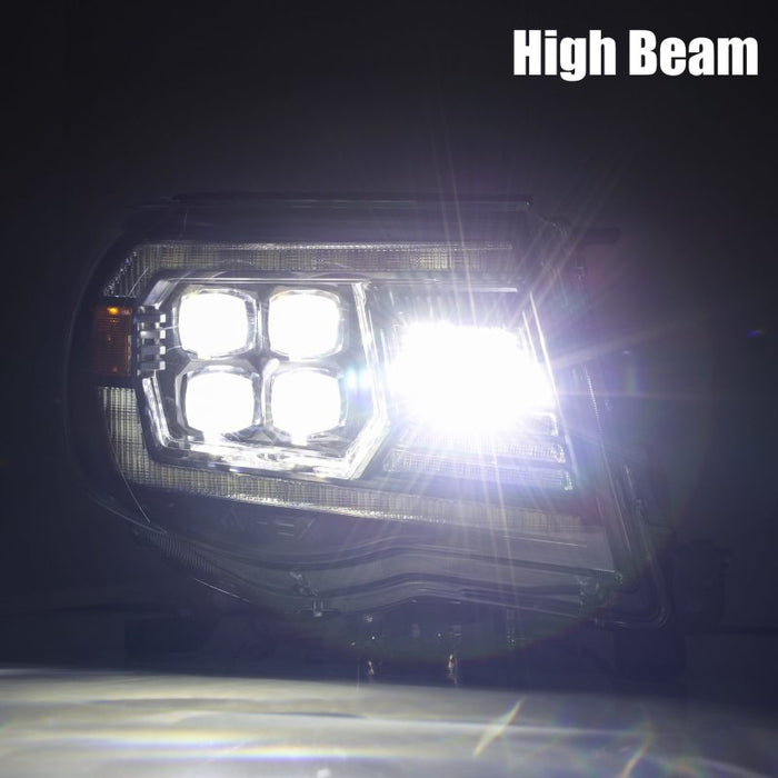 Phares de projecteur à LED AlphaRex 05-11 Toyota Tacoma NOVA Style Plank Black Alpha avec éclairage actif/DRL