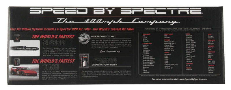 Kit d'admission d'air Spectre 10-12 Chevy Camaro V8-6.2LF/I - Anodisé transparent avec filtre rouge