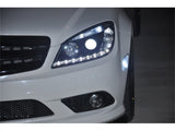 Phares de projecteur halogènes Spyder Mercedes Benz Classe C 08-11 - DRL Blk PRO-YD-MBW20408-DRL-BK