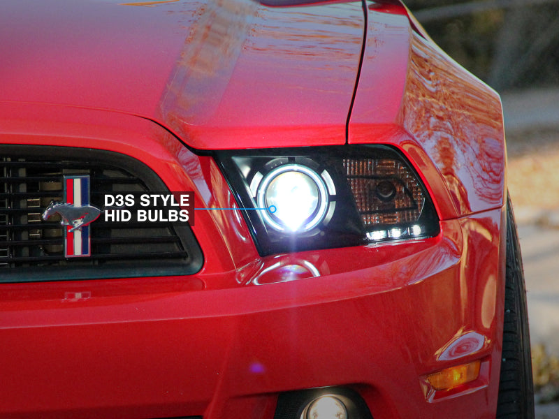 Raxiom 13-14 Ford Mustang w/ Factory HIDLED Halo Projector Headlights- Black Housing (Smoked Lens)