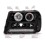 Phares de projecteur ANZO 2002-2009 Chevrolet Trailblazer avec halo noir