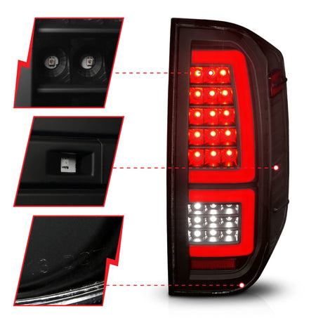 Feux arrière à LED ANZO 2014-2021 Toyota Tundra Boîtier noir/lentille fumée