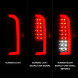 Feux arrière à LED ANZO 15-21 GMC Canyon avec barre lumineuse rouge, boîtier noir, lentille fumée