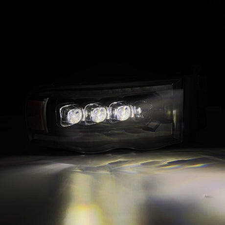 Phares à LED AlphaRex 02-05 Dodge Ram 1500 NOVA de style planche, noir avec lumière active/signal séquentiel
