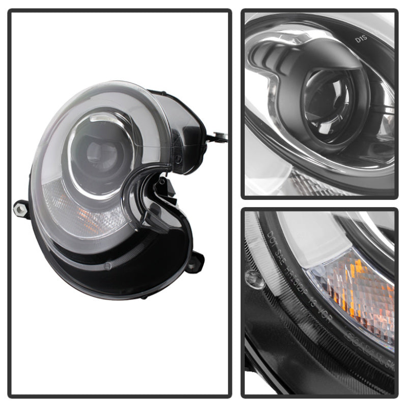 Phares de projecteur Spyder Mini Cooper 2010-2012 Modèle Xénon/HID - DRL Blk PRO-YD-MC07-HID-DRL-BK