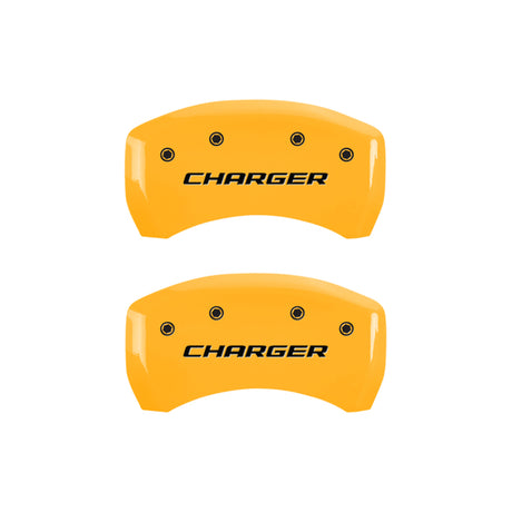 Couvre-étriers MGP 4 gravés avant et arrière bloc/chargeur finition jaune noir Char 2006 Dodge Charger