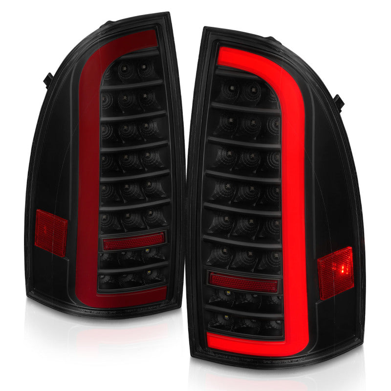 Feux arrière à LED ANZO 05-15 Toyota Tacoma avec barre lumineuse séquentielle, boîtier noir, lentille fumée