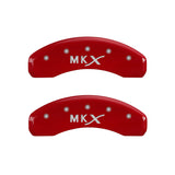 MGP 4 Caliper Covers Engraved Front Lincoln Engraved Rear MKX Red finish silver ch