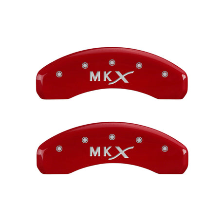 Couvre-étriers MGP 4 gravés à l'avant, gravés à l'arrière Lincoln MKX, finition rouge argentée