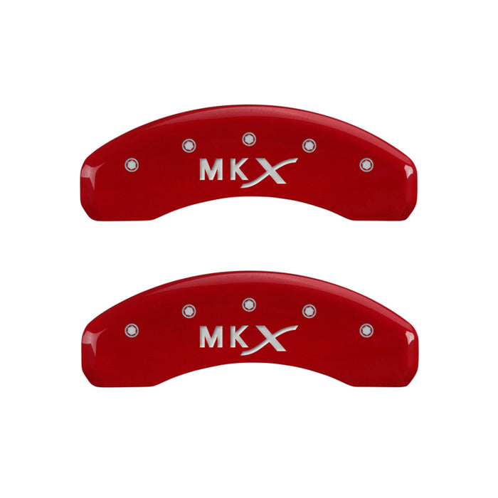 MGP 4 Caliper Covers Engraved Front Lincoln Engraved Rear MKX Red finish silver ch