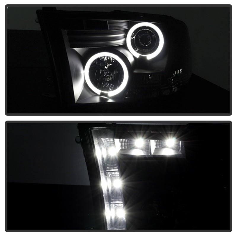 Phares de projecteur Spyder Dodge Ram 1500 09-14 Halogène-LED Halo LED - Noir fumé PRO-YD-DR09-HL-BSM