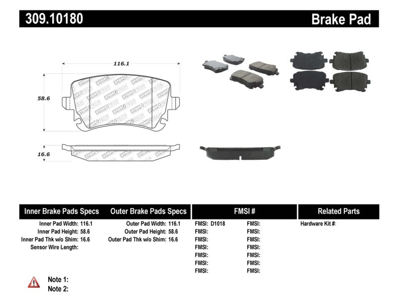 Plaquettes arrière StopTech Performance pour Audi RS4 07-09