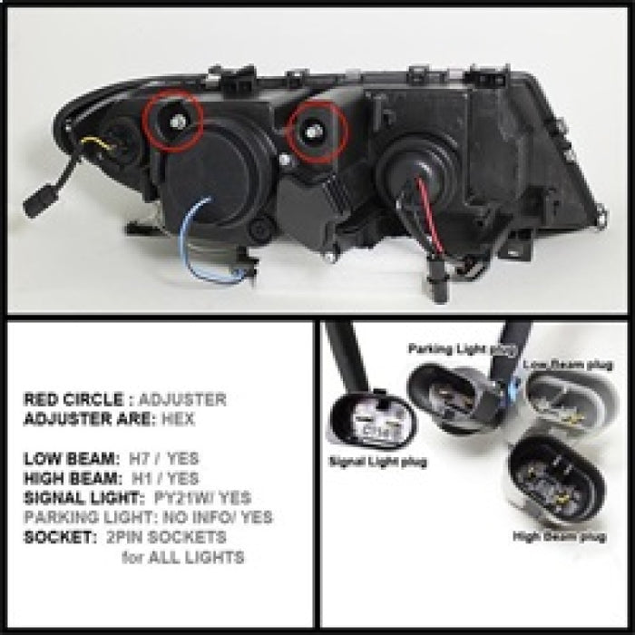 Phares de projecteur Spyder BMW E46 Série 3 02-05 4DR 1 pièce LED Halo Blk PRO-YD-BMWE4602-4D-AM-BK