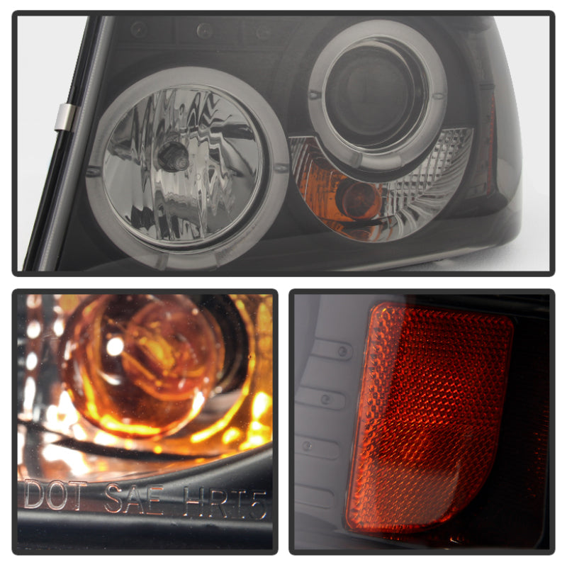 Phares de projecteur Spyder Ford Ranger 01-11 1PC LED Halo LED Blk Smke PRO-YD-FR01-1PC-HL-BSM