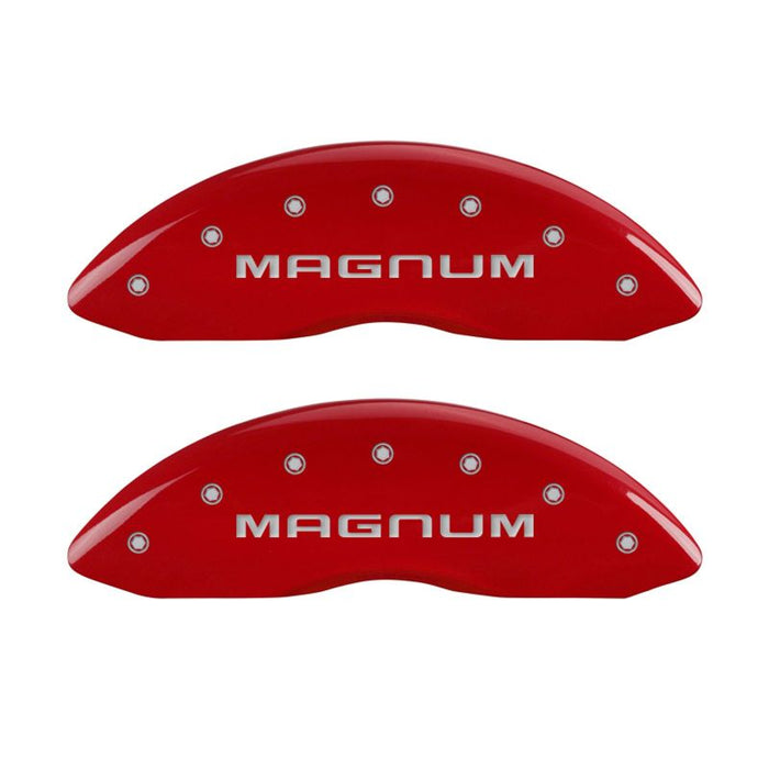 Couvre-étriers MGP 4 gravés avant et arrière finition rouge Magnum argent ch