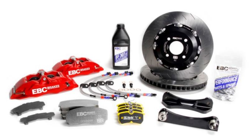 Kit de gros freins avant EBC Racing 12-17 Ford Fiesta ST (Mk7) Red Apollo-4 avec étriers et rotors de 330 mm