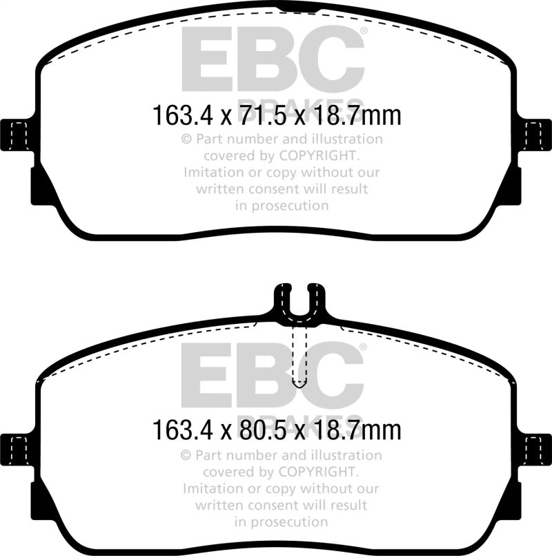 Plaquettes de frein avant Yellowstuff EBC 2019+ pour Mercedes-Benz A220 Sedan (V177)