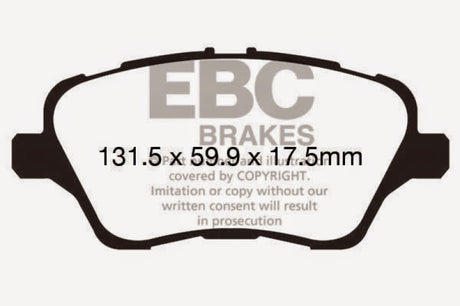 Plaquettes de frein avant EBC Bluestuff pour Ford Fiesta (MK7) 2017+