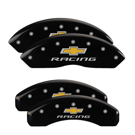 Couvre-étriers MGP 4 gravés F &amp; R Chevy Racing finition noire Silver Char 2017 Chevrolet Camaro