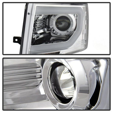 Phares de projecteur Spyder Ford F150 09-14 Modèle halogène - Barre lumineuse DRL Chrm PRO-YD-FF15009-LBDRL-C