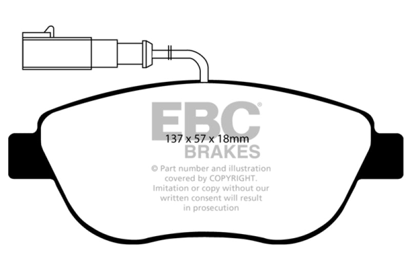 Plaquettes de frein avant EBC 12+ Fiat 500 1.4 Turbo Abarth Redstuff