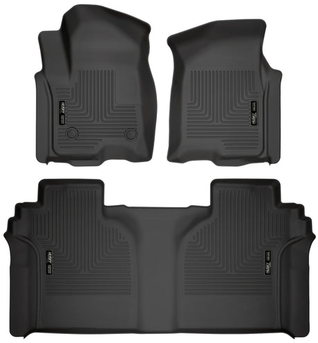 Revêtements de sol avant et 2e siège Husky Liners 19-23 Chevrolet Silverado 1500 Crew Cab WeatherBeater Blk