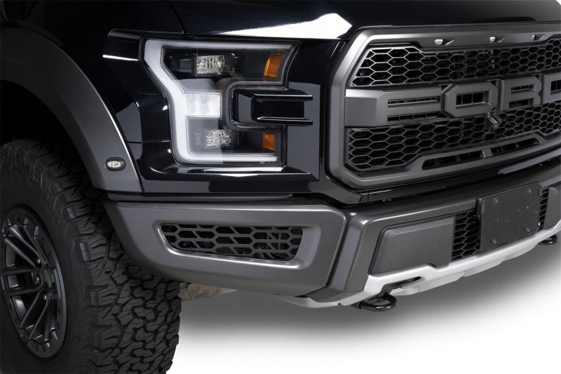 Inserts de calandre de pare-chocs avec revêtement en poudre noire Putco 18-20 Ford F-150 Raptor - Hex Shield