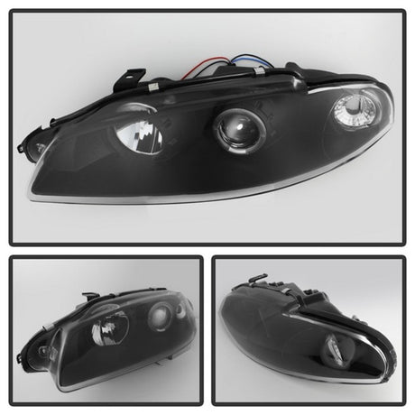 Phares de projecteur Spyder Mitsubishi Eclipse 97-99 LED Halo noir haut H1 bas H1 PRO-YD-ME97-HL-BK