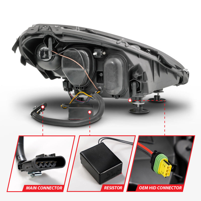 Phares de projecteur ANZO 05-13 Chevrolet Corvette avec interrupteur et LED séquentielle - Noir ambre