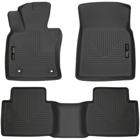 Revêtements de sol avant et 2e siège noirs Husky Liners 2018 Toyota Camry Weatherbeater