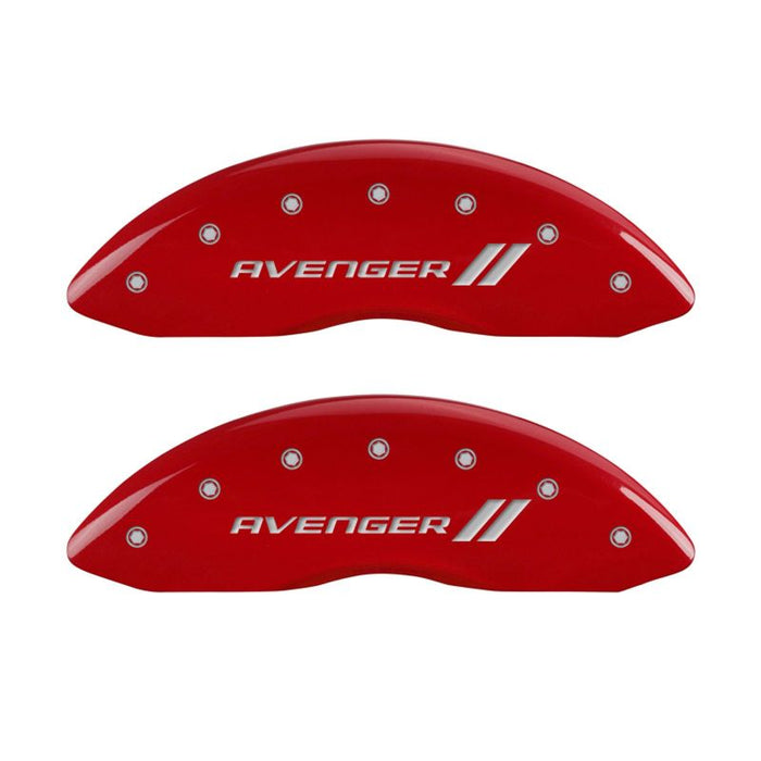 Couvre-étriers MGP 4 gravés à l'avant et à l'arrière avec rayures/finition rouge Avenger argent ch