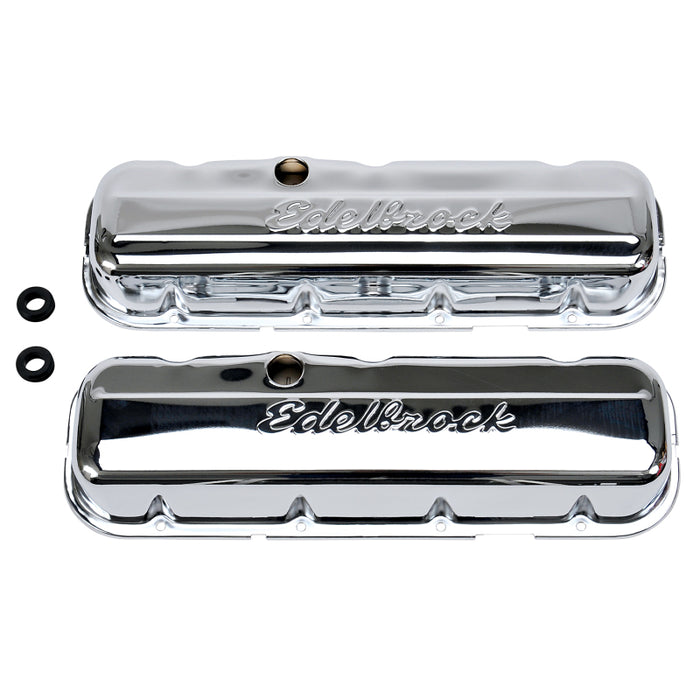 Couvercle de soupape Edelbrock Signature Series Chevrolet 1965 et plus tard 396-502 V8 Low Chrome