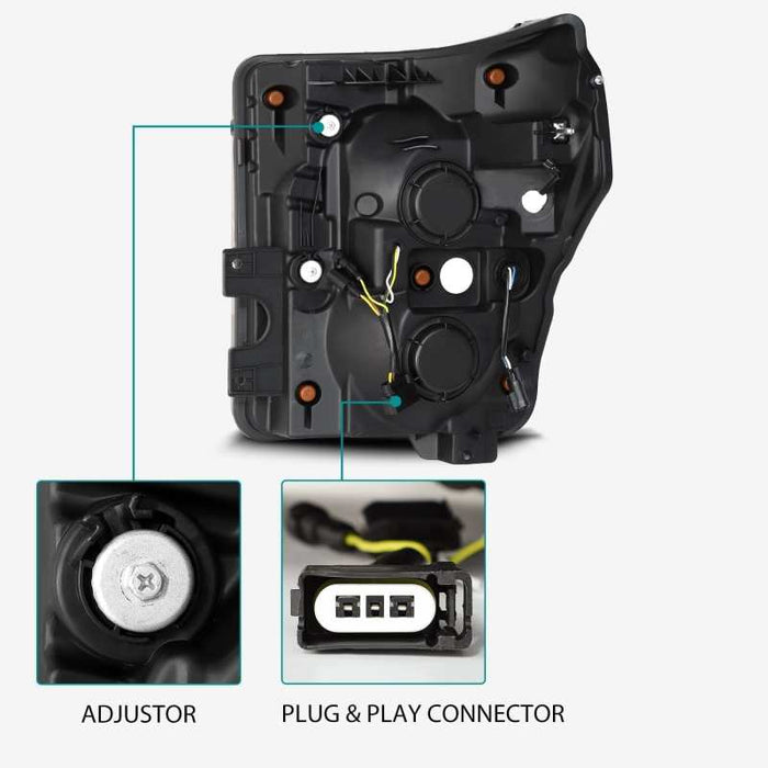 Phares de projet à LED AlphaRex 11-16 Ford F-350 SD LUXX de style planche chromé avec éclairage actif/signal séquentiel/DRL