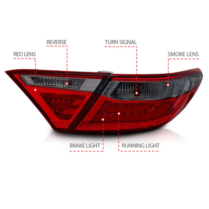 Feux arrière à LED ANZO 2015-2016 Toyota Camry Fumés