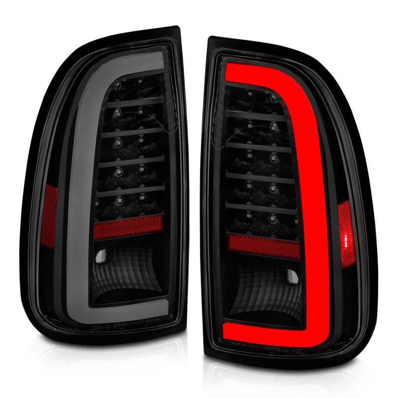 Feux arrière à LED ANZO 00-06 Toyota Tundra (lit standard/cabine standard) avec barre lumineuse, boîtier noir, lentille fumée