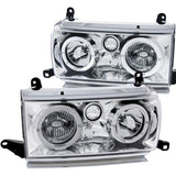 Phares en cristal ANZO 1991-1994 Toyota Land Cruiser avec halo chromé