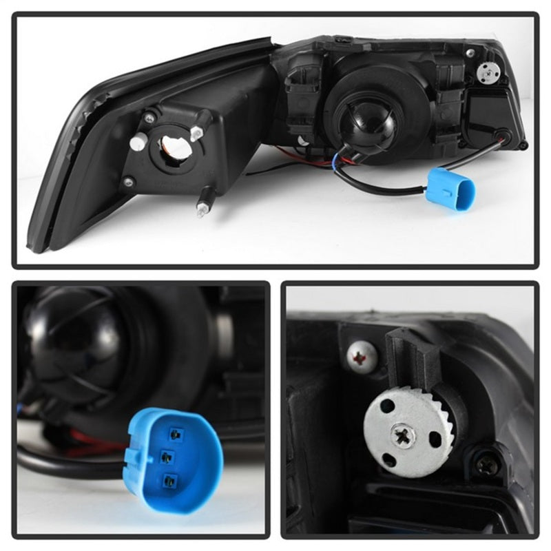 Phares de projecteur Spyder Ford Mustang 99-04 LED Halo Chrome High H1 Low H1 PRO-YD-FM99-1PC-AM-C