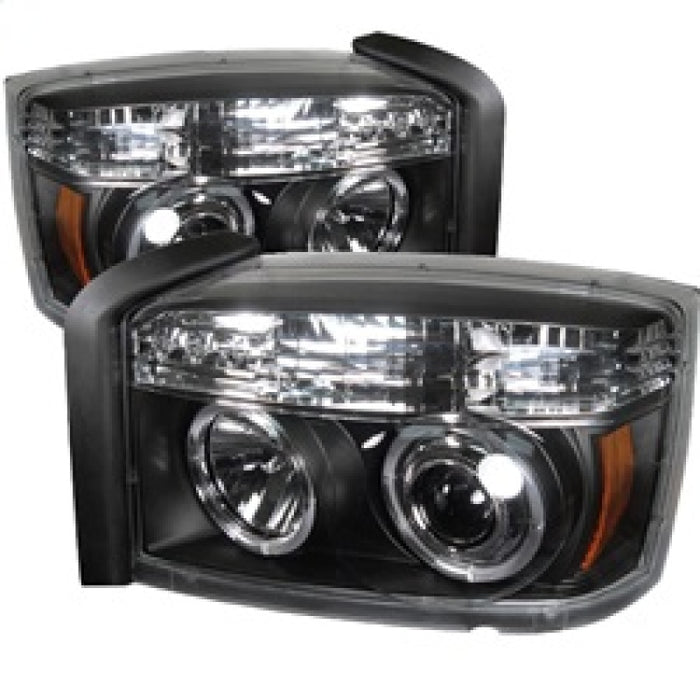 Phares de projecteur Spyder Dodge Dakota 05-07 LED Halo noir haut H1 bas H1 PRO-YD-DDAK05-BK