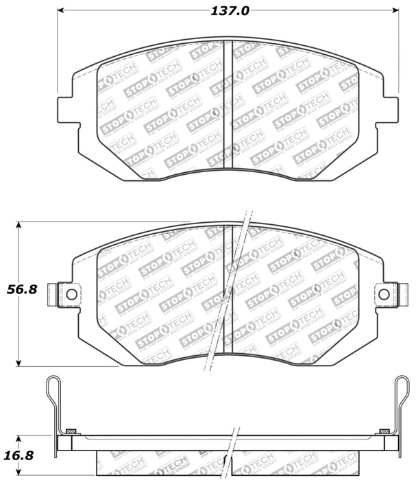 Plaquettes de frein sport Stoptech pour Subaru Forester/Impreza 03-10 et Subaru Legacy/Outback 02-12 - Avant