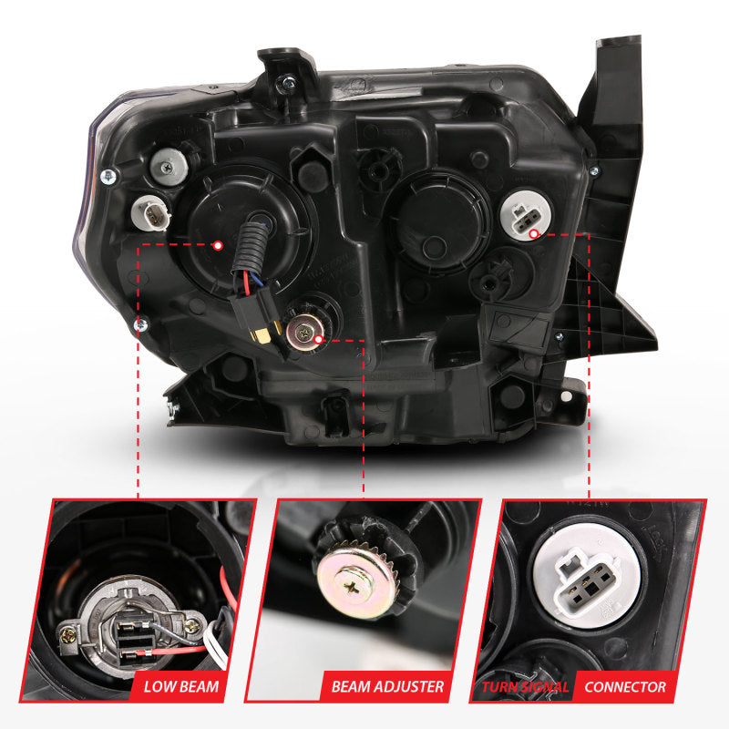 Phares de projecteur de style planche ANZO 14-17 Toyota Tundra Chrome avec ambre