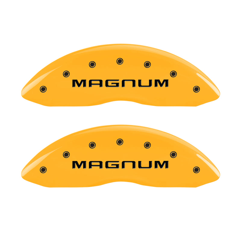 MGP 4 Caliper Covers Engraved Front & Rear Magnum Yellow Finish Black Char 2006 Dodge Charger