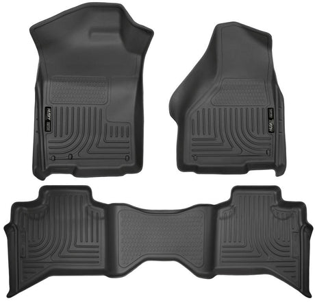 Revêtement de sol avant et deuxième siège noir Husky Liners 09-12 Dodge Ram 1500 Quad Cab WeatherBeater