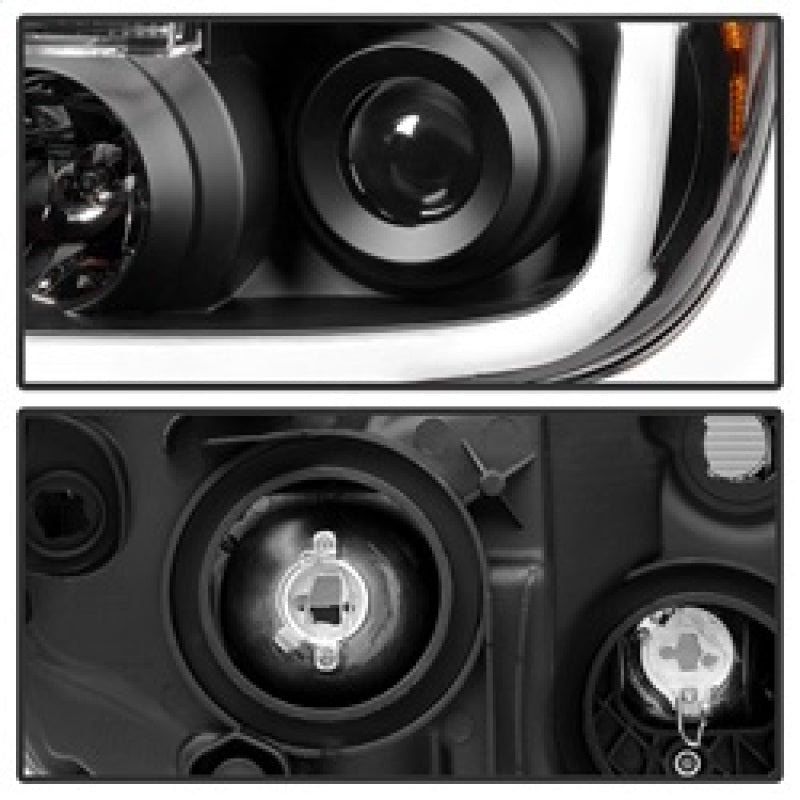 xTune Toyota Tundra 07-13 LED Light Bar Projector Headlights Black PRO-JH-TTU07-LED-BK