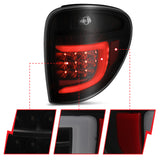 ANZO 2004-2007 Dodge Grand Caravan Feux arrière à LED avec barre lumineuse Boîtier noir Lentille fumée
