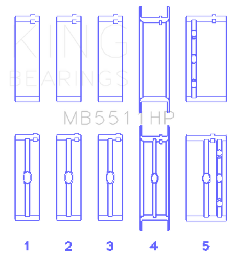 Ensemble de roulements principaux King GM 326/350/389/400 avec roulement principal de 3 pouces (taille .001)