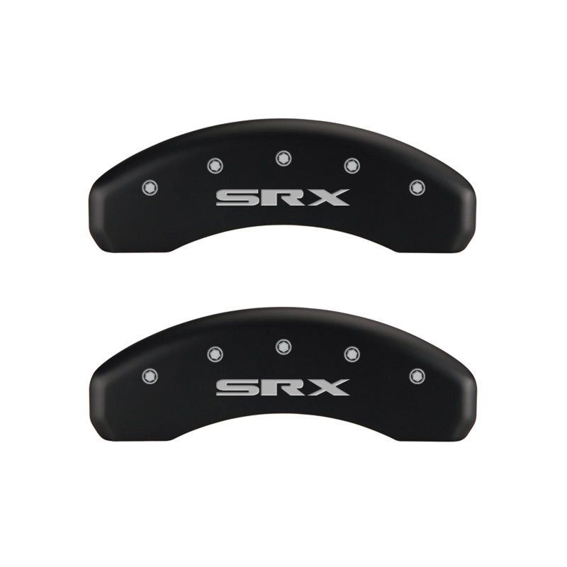 Couvre-étriers MGP 4 gravés à l'avant en cursive/arrière gravé Cadillac SRX finition rouge argent ch