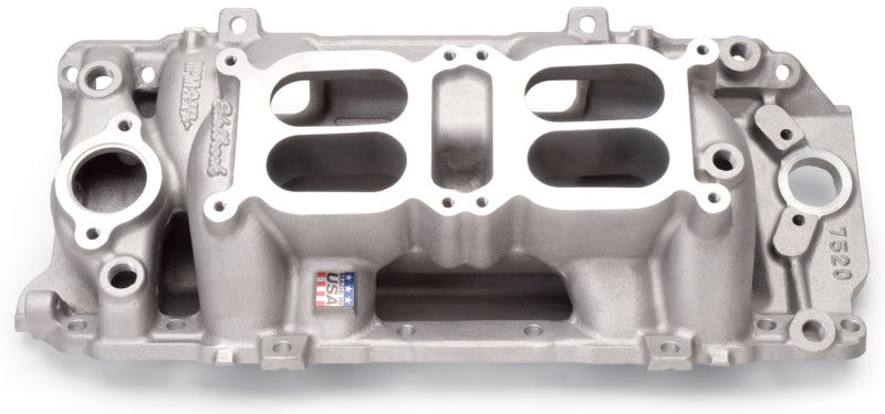 Collecteur Edelbrock double quadruple régime entrefer BB Chevy Oval Port