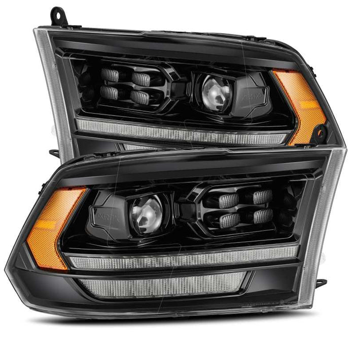 Phares à LED AlphaRex 09-18 Dodge Ram 2500HD LUXX de style planche, noirs avec signal Seq/DRL fumé